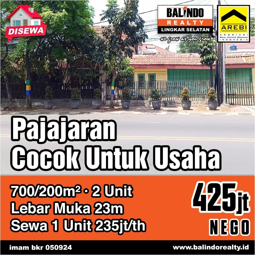 Disewakan 2 Unit Rumah di Mainroad Pajajaran