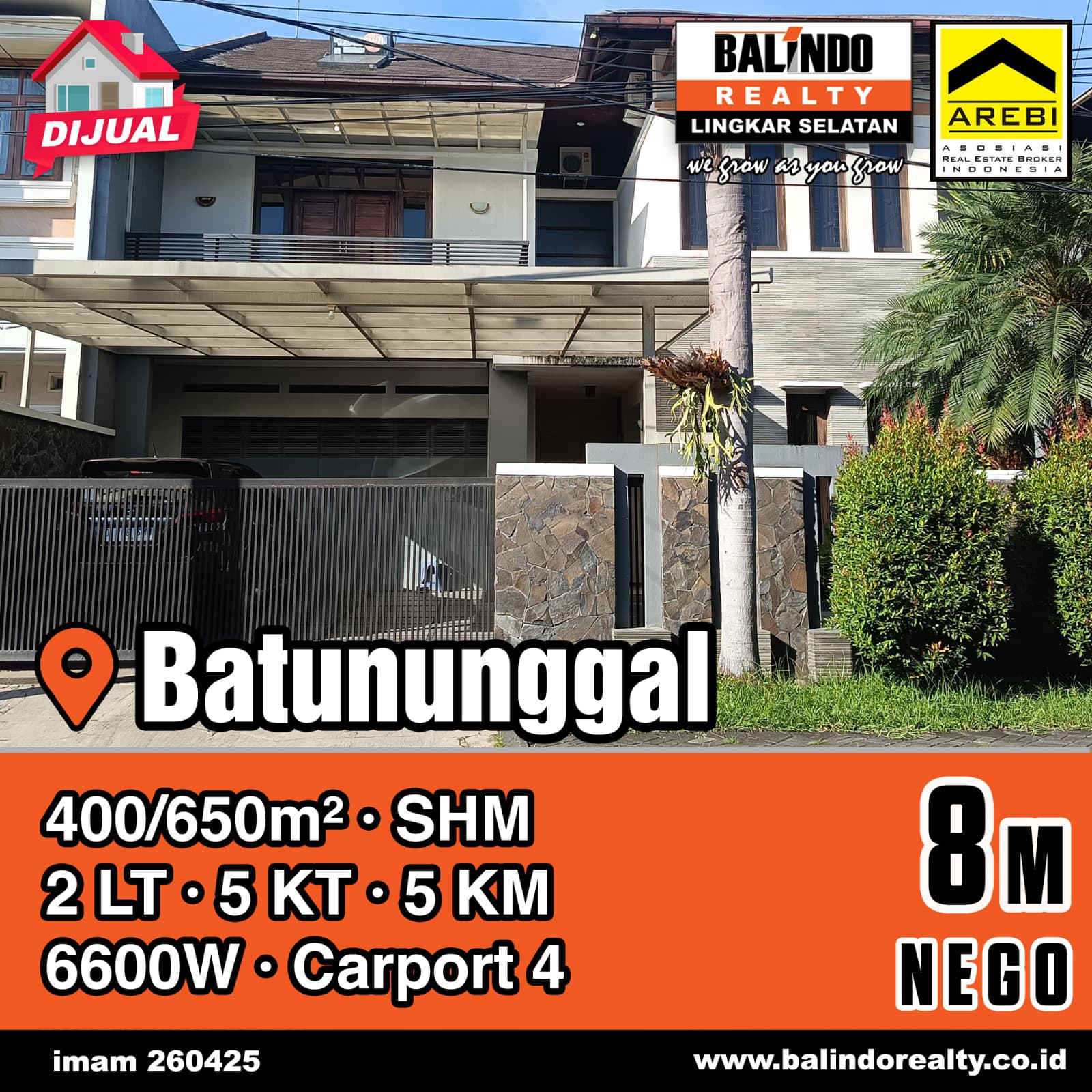 Dijual Rumah Bagus Siap Huni Dekat Tol Buah Batu di Batununggal