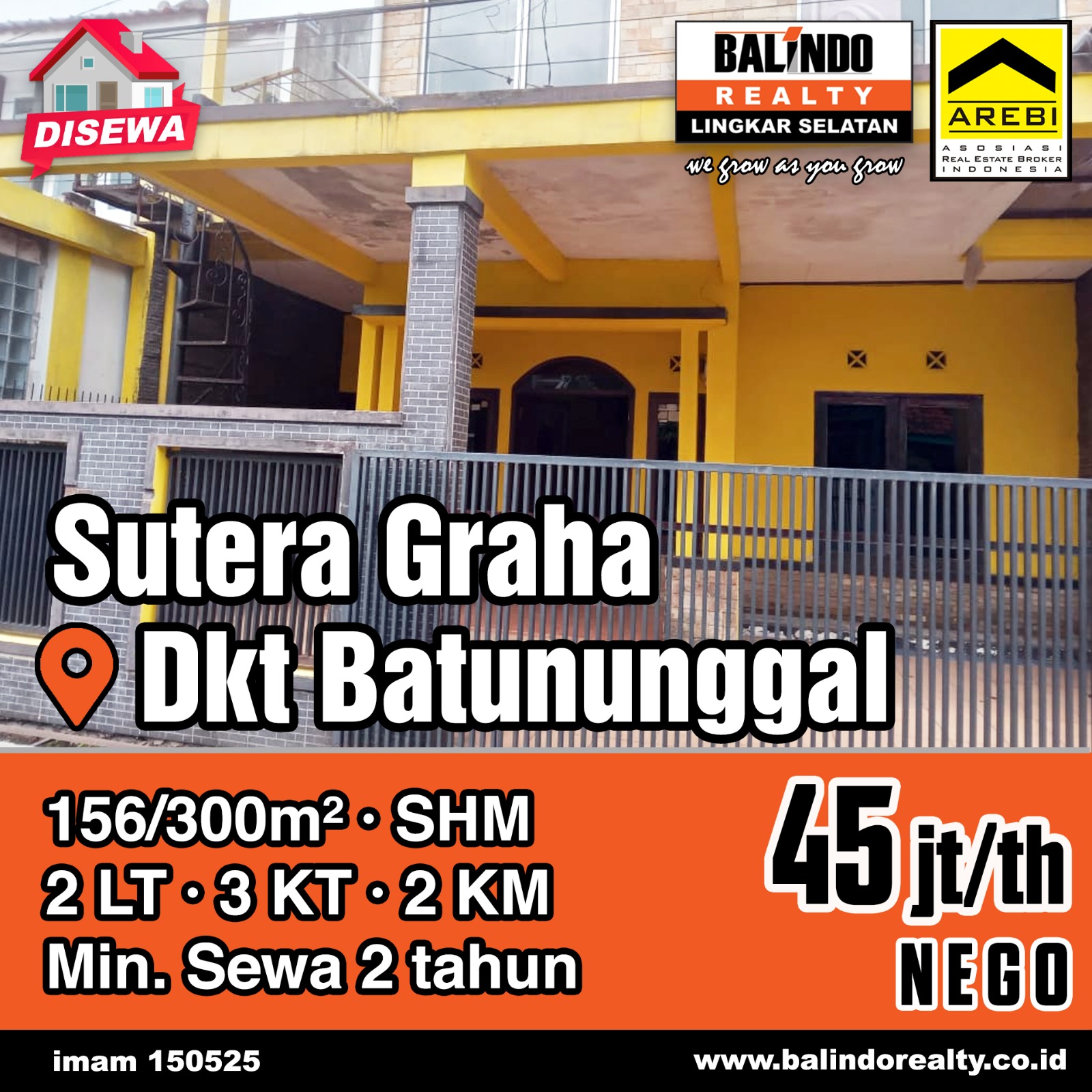 Disewakan Rumah Siap Huni Nyaman Bagus di Komplek Sutera Graha