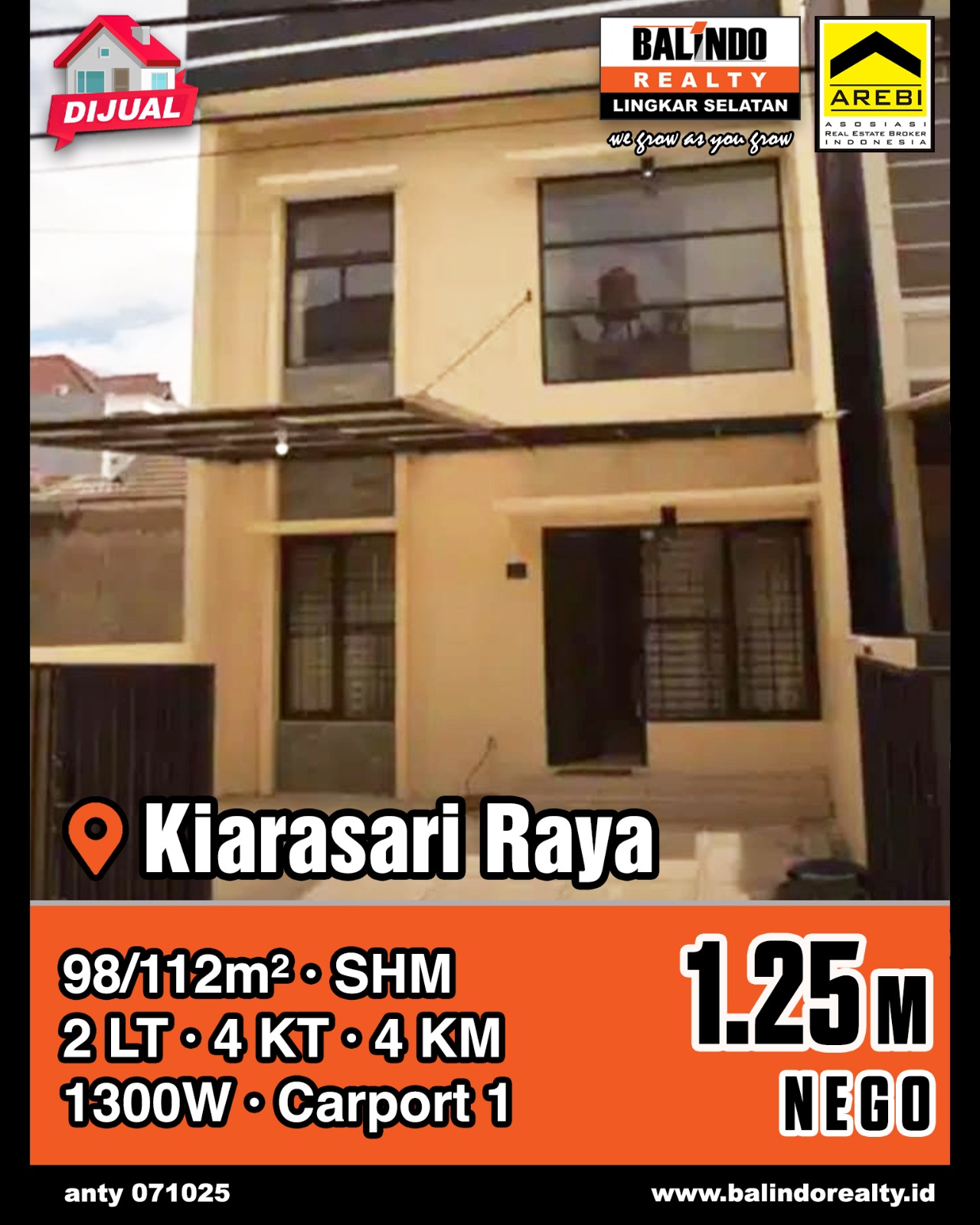 Dijual Rumah 2 Lantai Strategis Tengah Kota di Kiarasari Raya