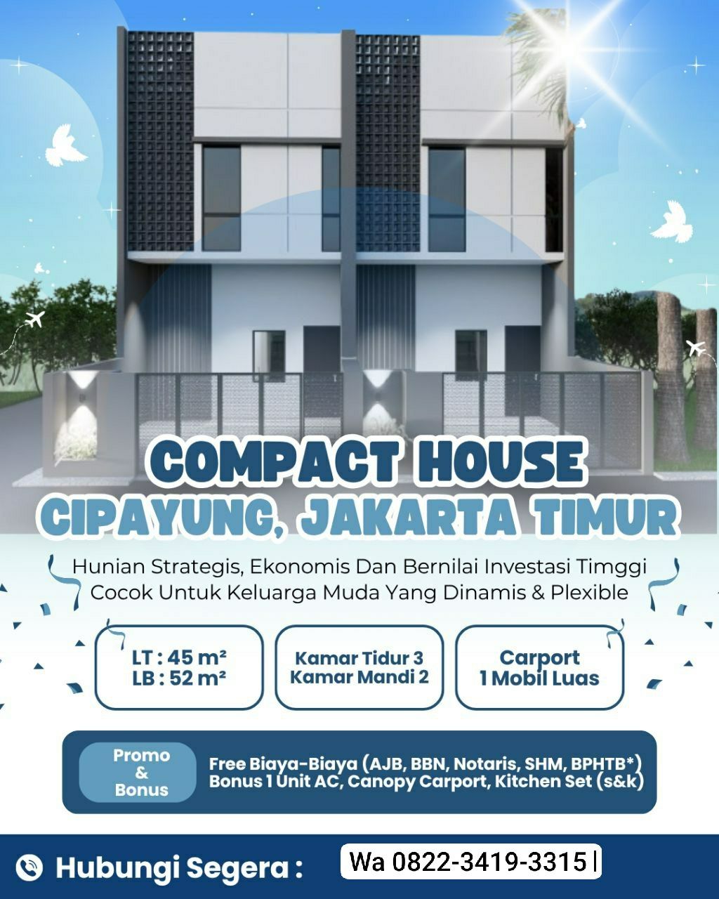 Rumah 2Lt akses dekat tol Setu Cipayung Jakarta Timur